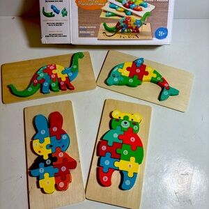 Montessori Mama 4 Wood Puzzles for Toddlers 3 yr + Educational Fun Learning Play